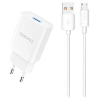Dudao A4EU USB-A 2.1A wall charger - white + USB-A - micro USB cable