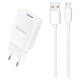 Dudao A4EU USB-A 2.1A wall charger - white + USB-A - micro USB cable