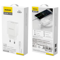 Dudao A4EU USB-A 2.1A wall charger - white + USB-A - micro USB cable