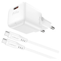 Acefast A73 Mini PD 20W GaN wall charger + USB-C cable - white