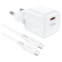 Acefast A73 Mini PD 20W GaN wall charger + USB-C cable - white