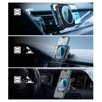 ESR Halolock Magnetic QI2 Car Holder with MagSafe 15W Inductive Charger for Air Vent - Black
