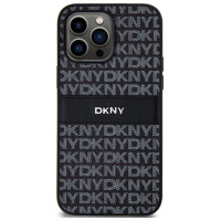 Dkny Leather Mono Stripe & Metal Logo case for iPhone 14 Pro - black