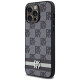 Dkny Leather Checkered Mono Pattern & Printed Stripes Case for iPhone 14 Pro Max - Black