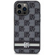 Dkny Leather Checkered Mono Pattern & Printed Stripes Case for iPhone 14 Pro Max - Black