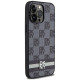 Dkny Leather Checkered Mono Pattern & Printed Stripes Case for iPhone 14 Pro Max - Black