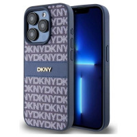 Dkny Leather Mono Stripe & Metal Logo case for iPhone 15 Pro - blue