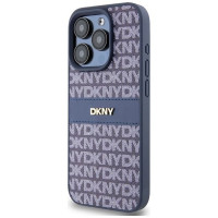 Dkny Leather Mono Stripe & Metal Logo case for iPhone 15 Pro - blue