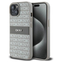 Dkny Leather Mono Stripe & Metal Logo case for iPhone 15 Plus / 14 Plus - beige