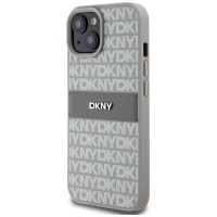 Dkny Leather Mono Stripe & Metal Logo case for iPhone 15 Plus / 14 Plus - beige