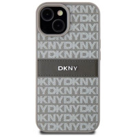 Dkny Leather Mono Stripe & Metal Logo case for iPhone 15 Plus / 14 Plus - beige