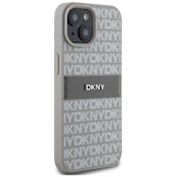 Dkny Leather Mono Stripe & Metal Logo case for iPhone 15 Plus / 14 Plus - beige