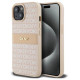 Dkny Leather Mono Stripe & Metal Logo Case for iPhone 15 Plus / 14 Plus - Pink