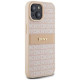 Dkny Leather Mono Stripe & Metal Logo Case for iPhone 15 Plus / 14 Plus - Pink