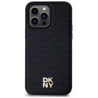 Dkny Leather Pattern Metal Logo MagSafe Case for iPhone 13 Pro / 13 - Black