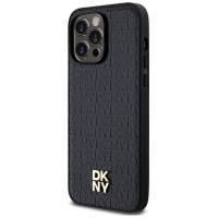 Dkny Leather Pattern Metal Logo MagSafe case for iPhone 14 Pro - black