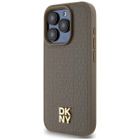 Dkny Leather Pattern Metal Logo MagSafe case for iPhone 14 Pro Max - brown