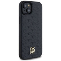 Dkny Leather Pattern Metal Logo MagSafe Case for iPhone 15/14/13 - Black