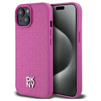 Dkny Leather Pattern Metal Logo MagSafe case for iPhone 15 / 14 / 13 - pink