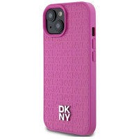 Dkny Leather Pattern Metal Logo MagSafe case for iPhone 15 / 14 / 13 - pink