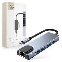 Tech-Protect HUB Tech-Protect V3 5in1 USB-C - USB-A 3.0 / USB-A 2.0 / USB-C / HDMI / RJ45 - gray