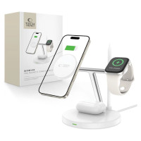 Tech-Protect QI15W-A35 3-in-1 Inductive Charger with MagSafe for Phone / AirPods / Apple Watch - White