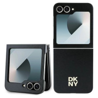 Dkny Leather Metal Stack Logo Case for Samsung Galaxy Z Flip 6 - Black