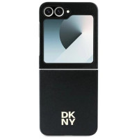Dkny Leather Metal Stack Logo Case for Samsung Galaxy Z Flip 6 - Black