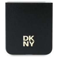 Dkny Leather Metal Stack Logo Case for Samsung Galaxy Z Flip 6 - Black