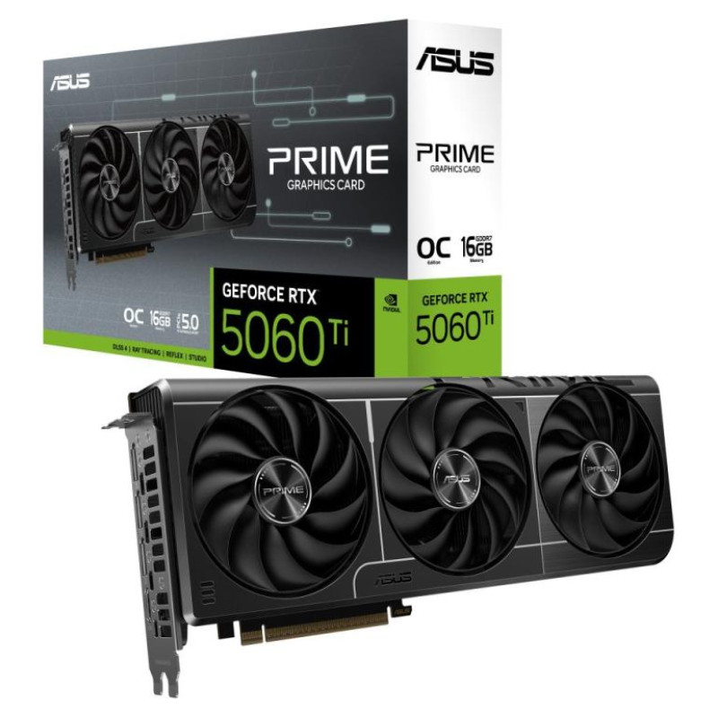 Asus Graphics Card|ASUS|NVIDIA GeForce RTX 5060 Ti|16 GB|GDDR7|128 bit|PCIE 5.0 16x|Triple slot Fansink|1xHDMI|3xDisplayPort|PRIME-RTX5060TI-O16G