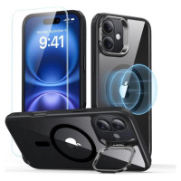ESR Classic Hybrid Kickstand Halolock MagSafe iPhone 16 Plus + Tempered Glass Screen Protector - Black