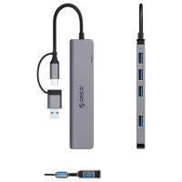 Orico YSA7-U3 USB-A/USB-C Hub Docking Station 4x USB-A 2.0 + 1x USB-A 3.0 + 2x USB-C 2.0 - Gray