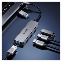 Orico YSA7-U3 USB-A/USB-C Hub Docking Station 4x USB-A 2.0 + 1x USB-A 3.0 + 2x USB-C 2.0 - Gray
