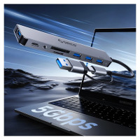 Orico YSA7-U3 USB-A/USB-C Hub Docking Station 4x USB-A 2.0 + 1x USB-A 3.0 + 2x USB-C 2.0 - Gray