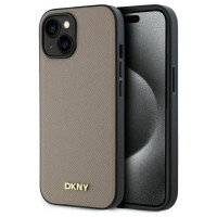 Dkny Grained Metal Logo MagSafe iPhone 15 Case - Beige