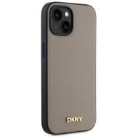 Dkny Grained Metal Logo MagSafe iPhone 15 Case - Beige