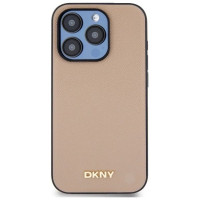 Dkny Grained Metal Logo MagSafe iPhone 15 Pro Max Case - Beige