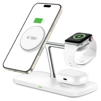 Tech-Protect QI15W-A45 3in1 Wireless Charger with MagSafe for Apple Devices - White
