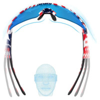 Rockbros Polarized Cycling Glasses with UV Protection and Corrective Insert Blue Lenses - USA Pattern - White