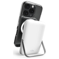 Puro 10000mAh MagSafe Wireless Power Bank with Aluminum Stand - White