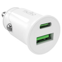 Puro Pro Lite Car Charger 1x USB-A + 1x USB-C Power Delivery 20W - White