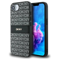 Dkny Repeat Texture Pattern with Tonal Stripe case for iPhone 16e - black