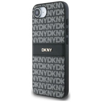 Dkny Repeat Texture Pattern with Tonal Stripe case for iPhone 16e - black