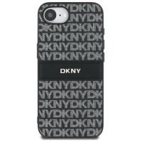 Dkny Repeat Texture Pattern with Tonal Stripe case for iPhone 16e - black