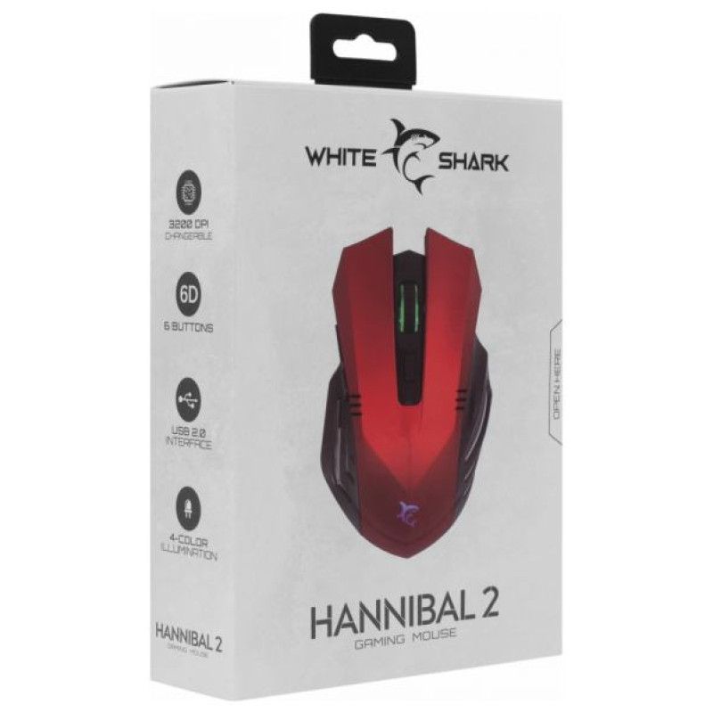 White Shark GM-5006 HANNIBAL-2 Red   3200 DPI