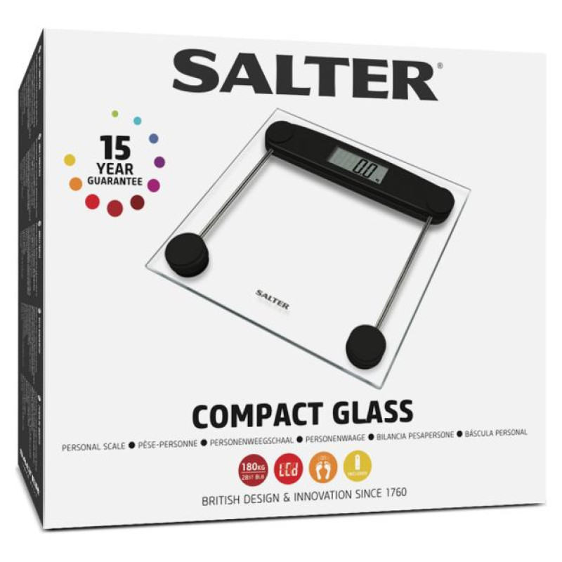 Salter 9208 BK3R Compact Glass Electronic Bathroom Scale