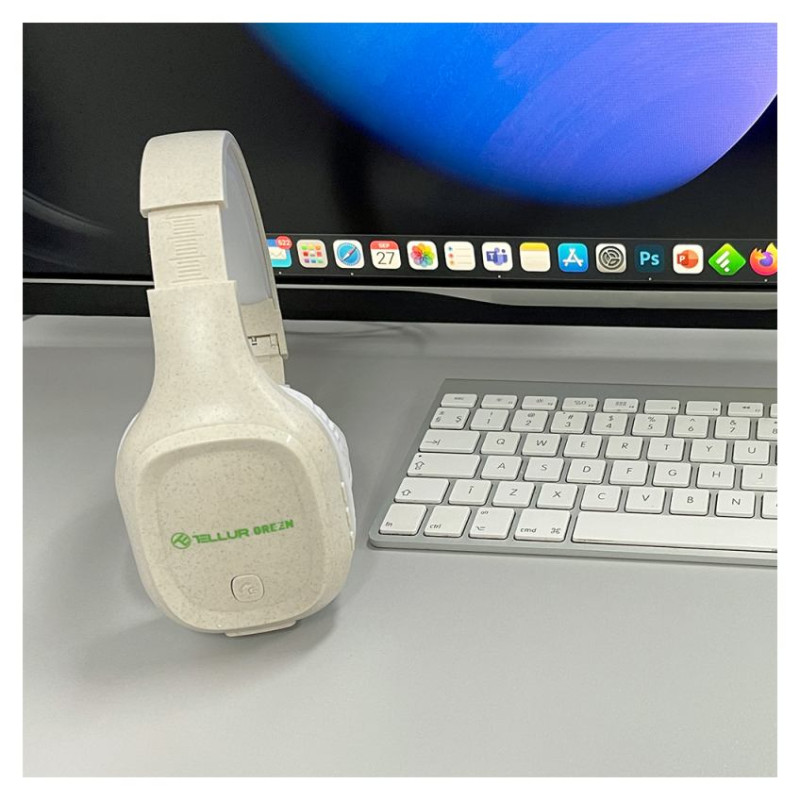 Tellur Green Bluetooth Over-Ear Headphones Pulse Foldable Cream