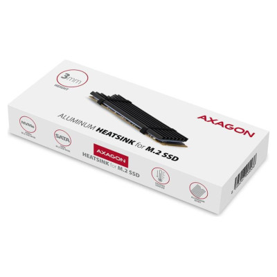 Axagon CLR-M2L3 passive - M.2 SSD, 80mm SSD, ALU body, silicone thermal pads, height 3mm