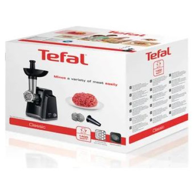 Tefal gaļas ma&scaron;īna,1400W, līdz 1,7kg/min ,melna-sudraba - NE1058