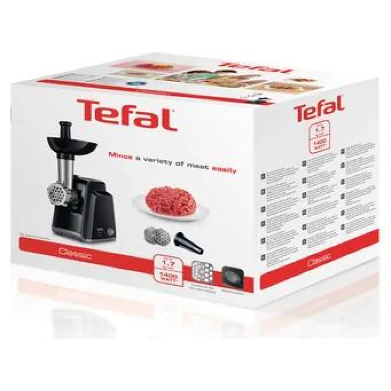 Tefal gaļas ma&scaron;īna,1400W, līdz 1,7kg/min ,melna-sudraba - NE1058